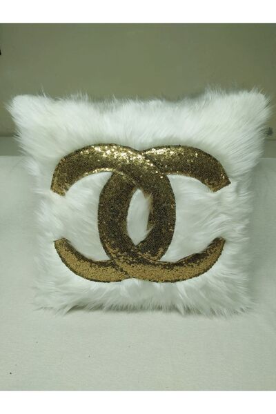 YILMAZHOME Husă de pernă de pluș - (Pluș alb-auriu)