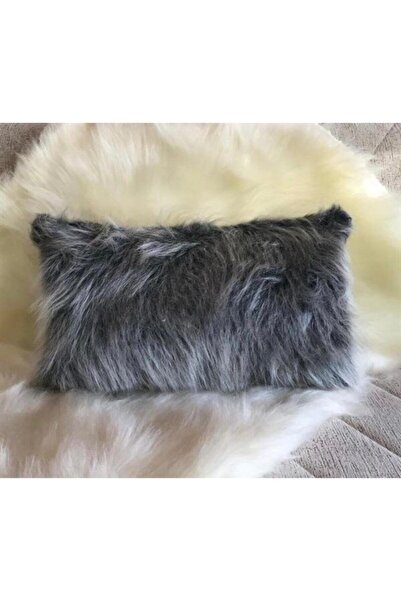 YILMAZHOME غطاء وسادة مستطيل من القطيفة - رمادي