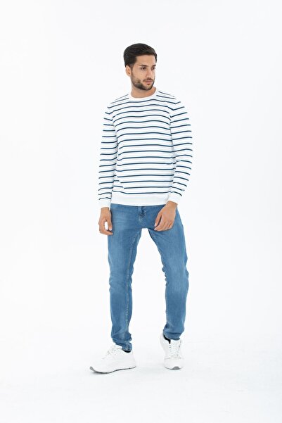 İLKCET MODA Striped Thin Men's Knitwear Sweatshirt