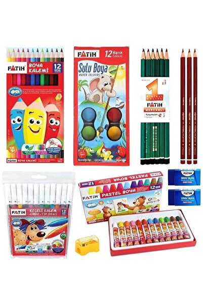 fatihkırtasiye Fatih 12'li Kuru Boya - Pastel - Keçeli - Sulu - Mercan Kalem ...