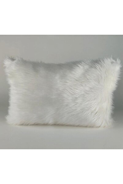 YILMAZHOME غطاء وسادة مستطيل من القطيفة (لون أبيض)