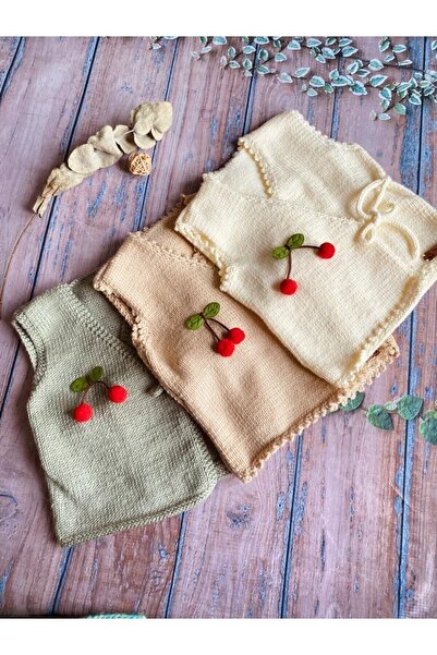 seraskids Hand Knitted Double Breasted Camel Baby Girl Vest