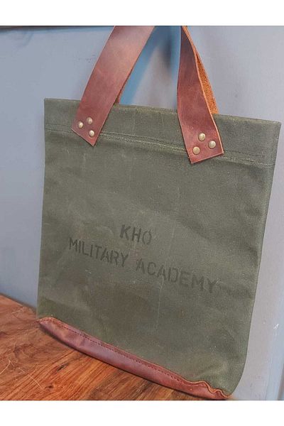 kho military design حقيبة أكاديمية قماشية من الجلد العسكري