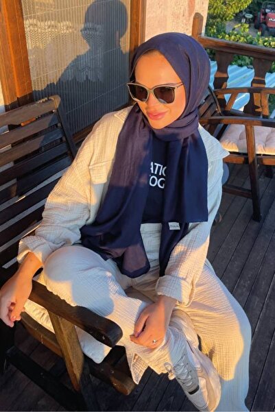 VALOR شال من القطن باللون الأزرق الداكن