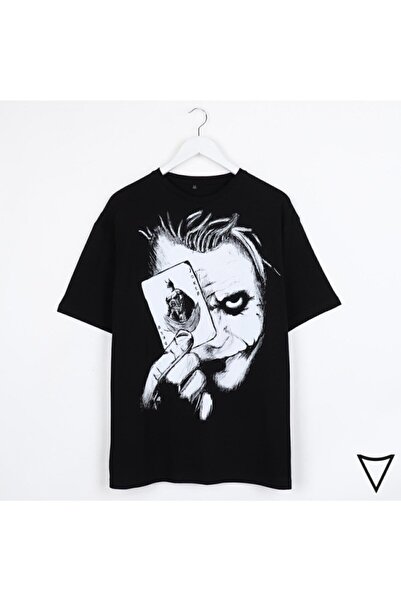 UĞURLUM MODA Joker Tişört Sırt Baskılı Siyah Oversize Unisex Tshirt