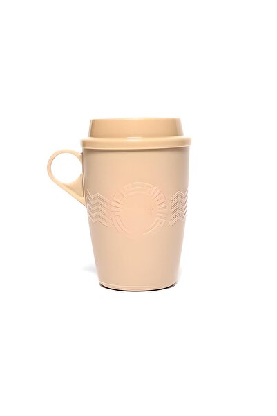 bk&tk design Kulplu Kapaklı Çay Kahve Bardağı Plastik - Mug Sıcak Içecek Bard...