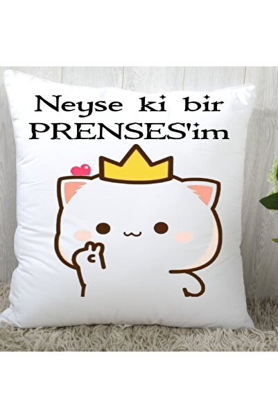 Genel Markalar Neyse ki prensesim yazılı yastik