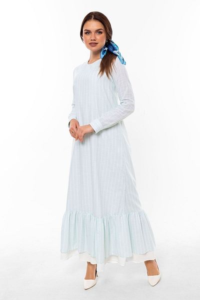 PASTELASTORE Neva 100% βαμβακερό γυναικείο φόρεμα Maxi (140 CM) Μήκος με επένδυση 1020-1