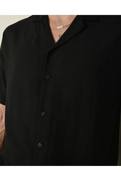 İLKCET MODA Ανδρικό λινό πουκάμισο με χαλαρή εφαρμογή