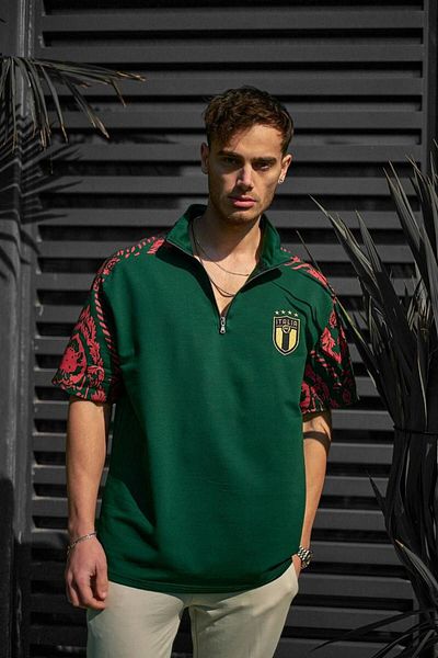 İLKCET MODA Ιταλία Κεντημένο Unisex Oversize μπλουζάκι