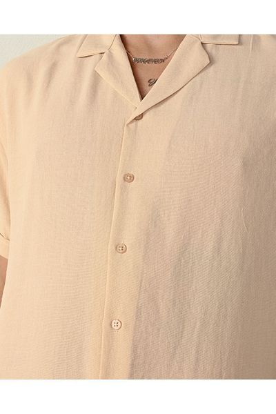 İLKCET MODA Ανδρικό λινό πουκάμισο με χαλαρή εφαρμογή