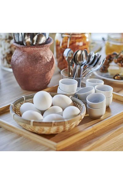 IKEA Set of 8 Ikea Egg Cup - 5 cm Porcelain, White, Height 3 cm