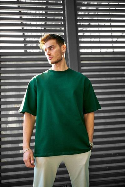 İLKCET MODA Памучна унисекс базова тениска с големи размери
