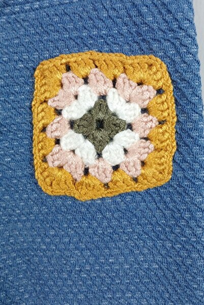 Via Girls Colanți lungi albaștri din guipă naturală pentru fetiță de 3-6 ani - cu buzunare și fundă