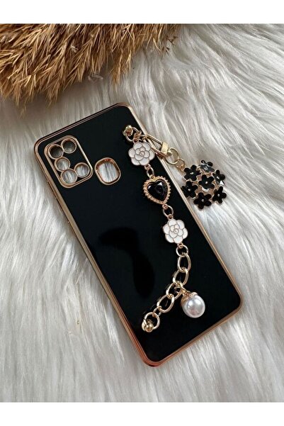 Aksesuarda Moda حافظة سامسونج A21s المتوافقة مع حجر الزهرة واللؤلؤ المقطوعة ب...