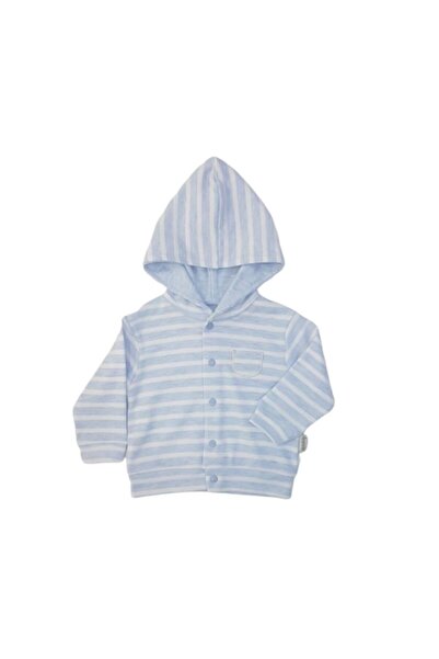 ciccimbaby Baby Boy Striped Hooded Combed Cotton Cardigan 4313
