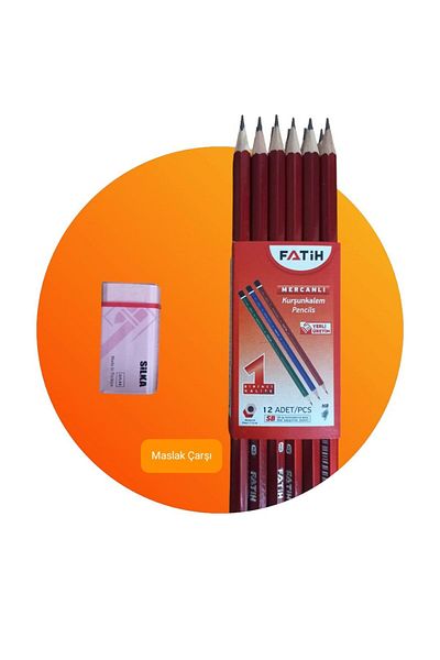Fatih Coral Hb Pencil 12 Pieces Red Body with Eraser Gift