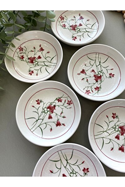 Yiğit Seramik Züccaciye Fushia Çiğdem Model 6’lı Yuvarlak Kahvaltı Tabağı