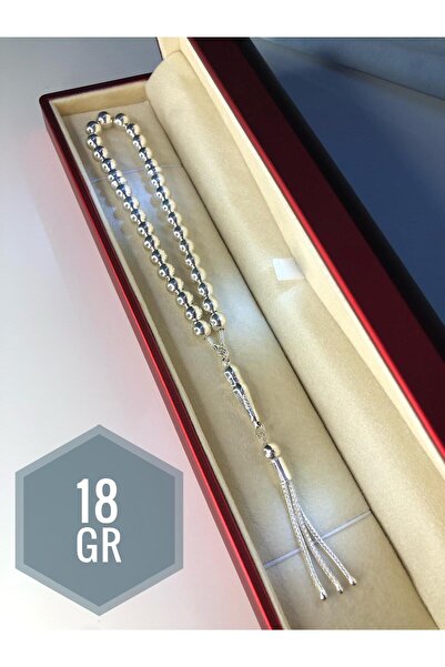 vogutima Erkek Gümüş Tesbih • Düz Küre Küçük Boy 18gr Işıklı Kutuda Sevgiliye • Eşe • Tesbih