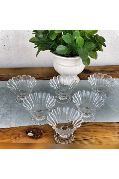 NOWHOME Palm Tree Footed Glass 6-Piece Sugar Bowl / Jam Bowl / Turkish Delight Bowl