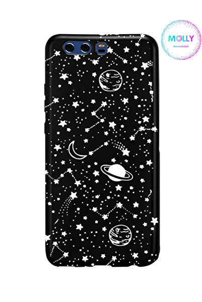Molly Huawei P10 İçin Siyah Gezegen Desenli Silikon Kılıf