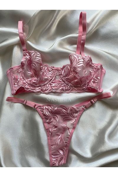Nashera Mia Powder Bralet and Underwire Bra Lingerie Set