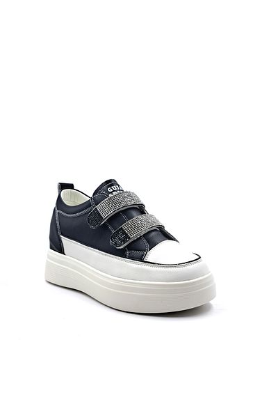 Guja Pantofi sport negri pentru femei, cu toc ascuns de 2 cm și cu velcro cu stras