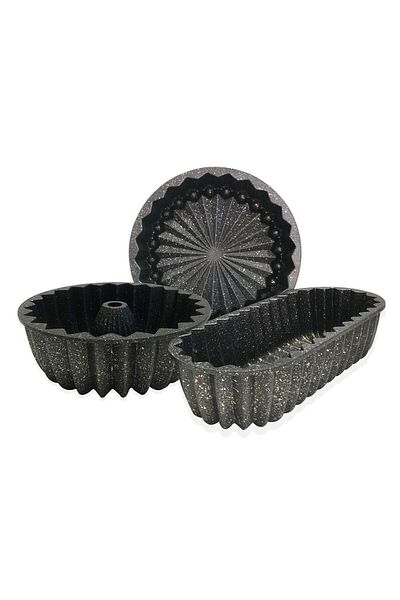FİTHOME 3-Piece Granite Cast Cake Mold Set Pie Mold Baton Cake Mold Round Cake Mold Set