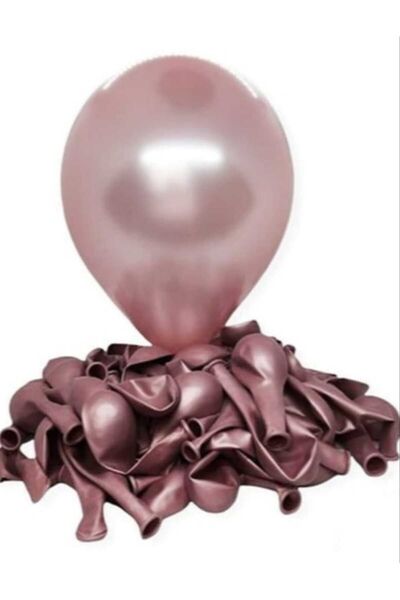 PARTİ AŞKI Metalik Gül Kurusu Balon 12 Inç 30 Cm & 10 Adet Parlak Doğum Günü ...