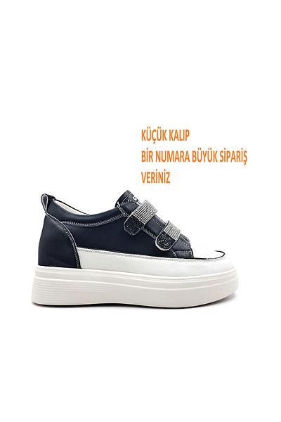 Guja Pantofi sport negri pentru femei, cu toc ascuns de 2 cm și cu velcro cu stras