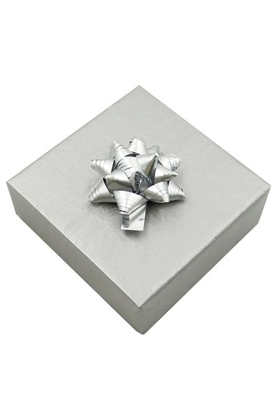 reprodesign 8 cm Silver Polar Star Bow Ornament – 5-Piece Adhesive Raffia Gift Accessory
