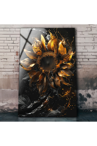 BV DEKOR Αφηρημένη γυάλινη ζωγραφική με λουλούδια, Πολυτελής διακόσμηση τοίχο...