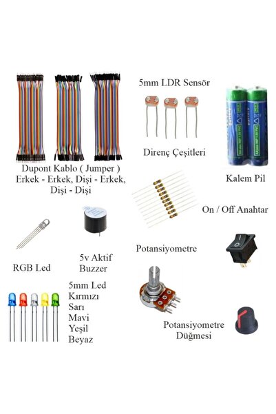 Arduino Başlangıç Seti Uno R3 ( Ch340 ) Giriş 31 Parça 128 Adet