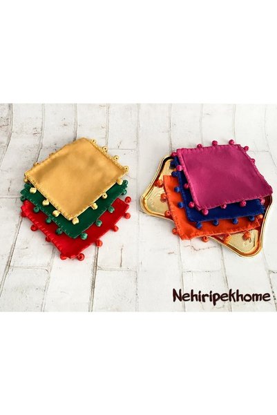 NehiripekHome Stylish Pompom Coffee Presentation Coasters No2