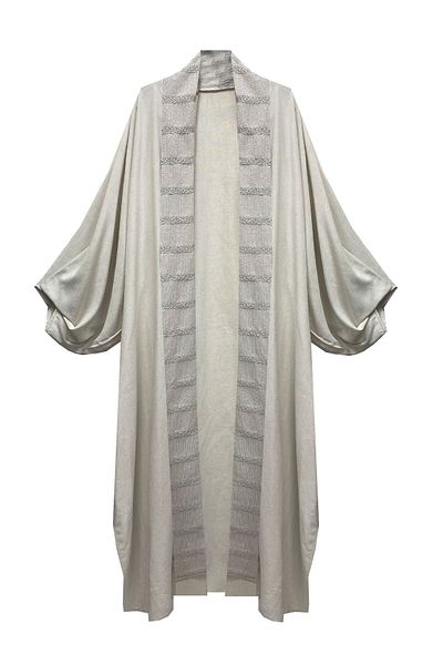 Marever Fashion Brocade Placket Linen Abbaya Kaftan