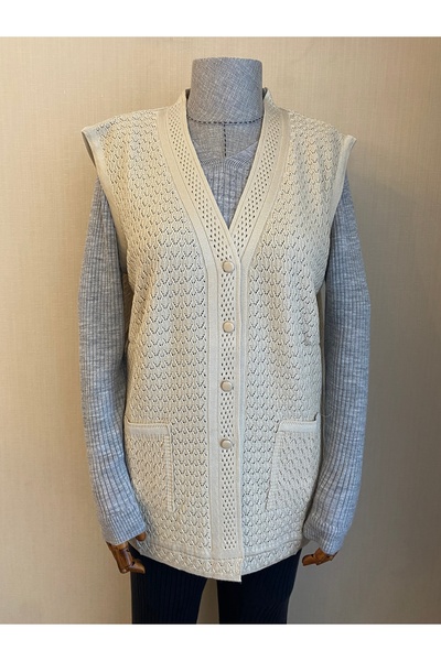 TEK Μοντέρνο Πλεκτό Μητρικό Γιλέκο - Mercerized, Cream