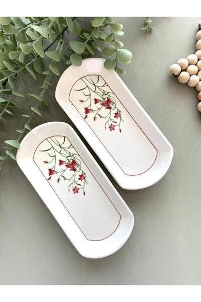 Yiğit Seramik Züccaciye Fushia Çiğdem 2-Piece Oval Breakfast Set