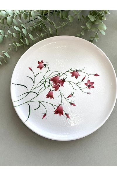 Yiğit Seramik Züccaciye 26 cm Fushia Crocus Model - Serving and Presentation Plate