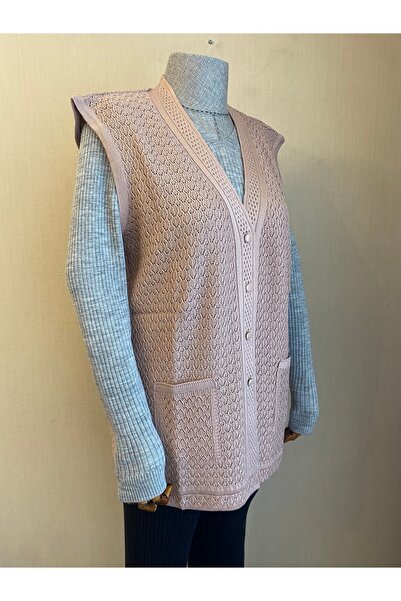 TEK Modern Patterned Mercerized Single Knitwear Mother Vest - Powder