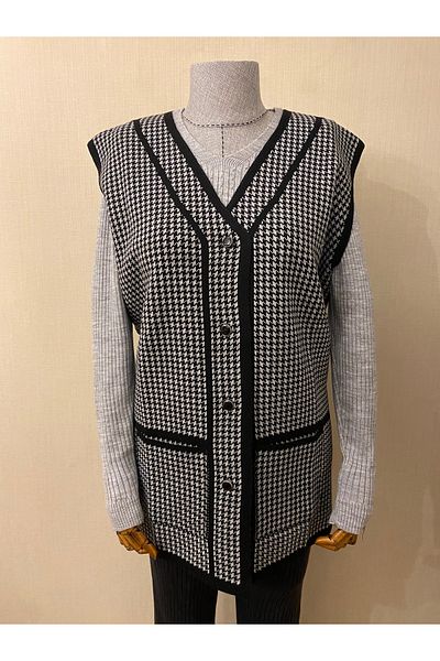 TEK Young-Mom Vest - Goose Feet Patterned, Black Gray