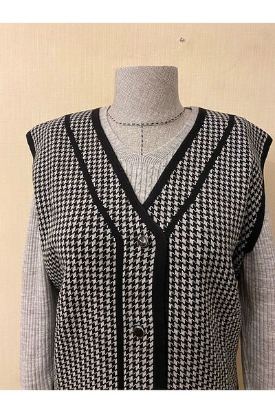 TEK Young-Mom Vest - Goose Feet Patterned, Black Gray