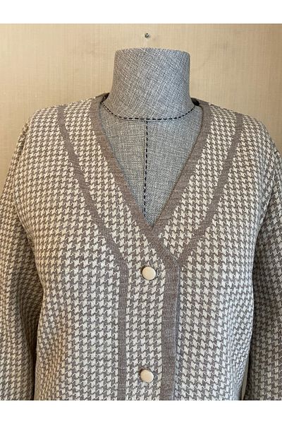 TEK Cardigan Young-Mother cu model din piatră de nurcă - Picioare de corb
