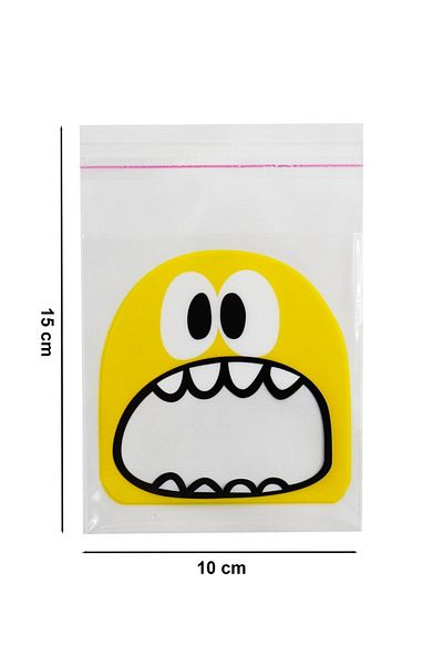 reprodesign Прозрачни торбички с шарки Monster, жълти, 25 броя, самозалепващи се, 10x15 см