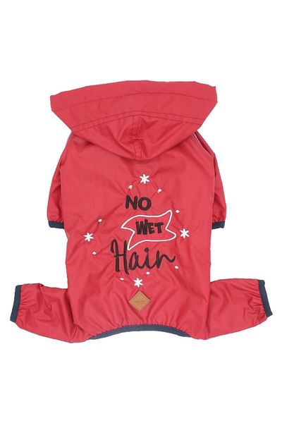 Pawstar Red No Wet Hair Romper Mesh Jumpsuit Raincoat Dog Outfit for Small and Medium Breeds