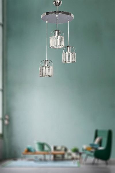 VENON Lighting Titania 3-Piece Pendant Lamp Chrome Chandelier