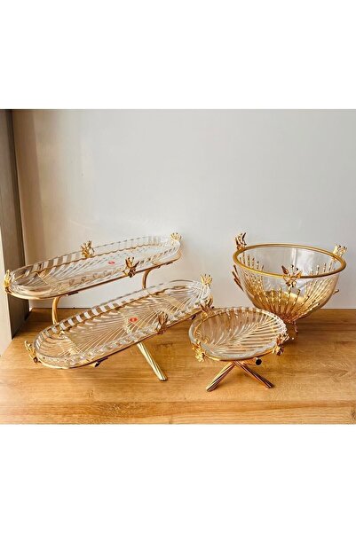 Kardelen Kristal طقم وعاء زجاجي بطبقة واحدة من طبقتين على شكل وردة يابانية