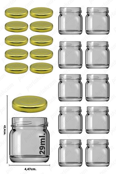 parlakcam Mini-small Glass Jar Specimen, Food, Wedding And Henna Confectionery Jar 29ml(10 PCS)