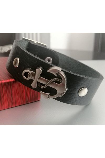 daisybydaisy Hand Made Genuine Leather Sailor Anchor Bracelet