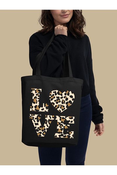 Cemira Black Leopard Love Thick Tote - Geantă de umăr și Geantă Shopper