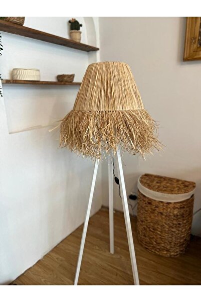 Maison Avf Bohem Hasır Rafya Lambader (tripod Ayak Beyaz)